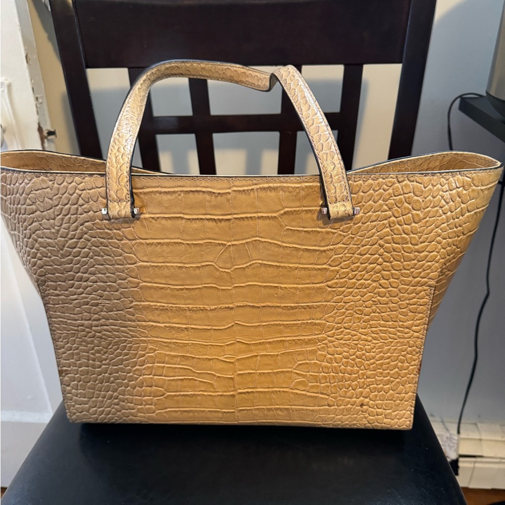 Kate Spade Beige Faux Alligator Medium Tote